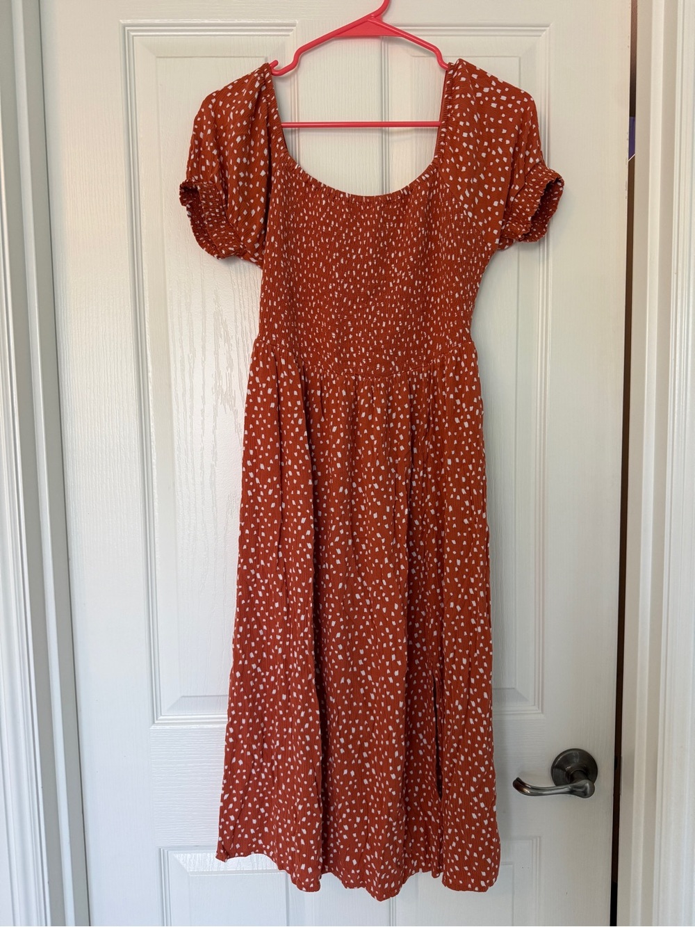 Roxy Rust Orange Maxi Dress with White Speckle Print